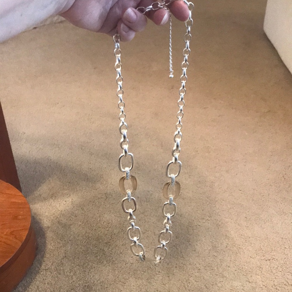 Chunky Link Statement Necklace with Bling - Picture 2 of 8